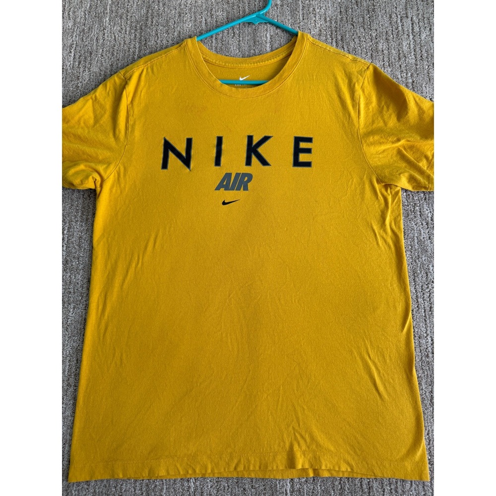 Nike Air Mens T-Shirt Mustard Yellow Graphic Short Sleeve Tee Size M